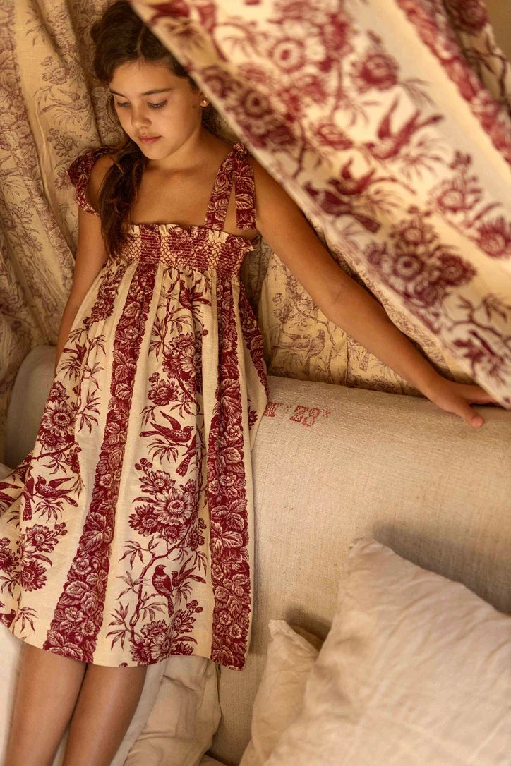 Robe jupon les oiseaux et son foulard triangle assorti