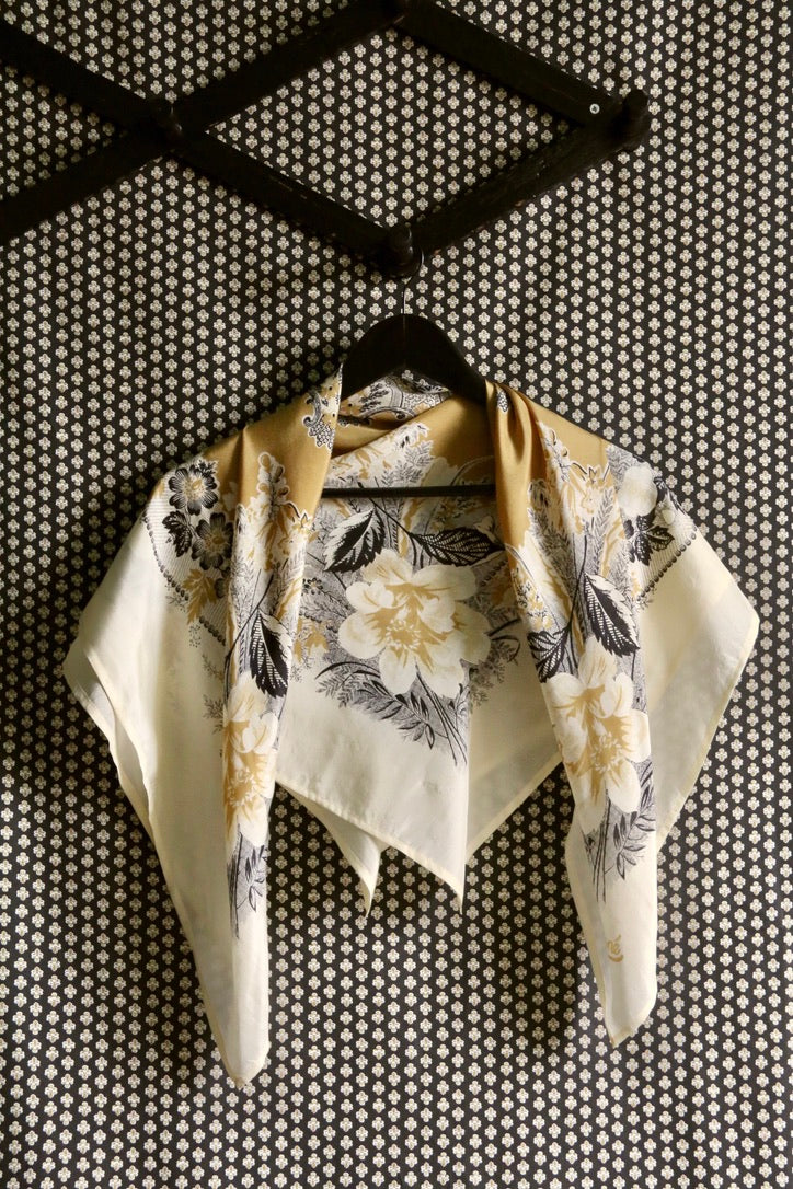 Large silk scarf curry poppy