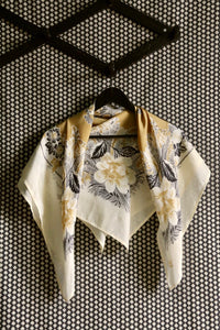 Large silk scarf curry poppy