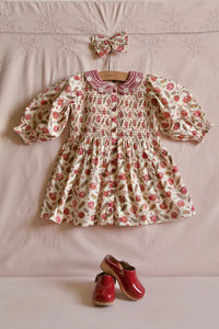 A-line printed tunic and matching bow hair clip