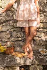 Ensemble short et top vichy rose