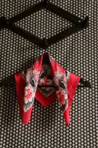 petite red poppy silk square