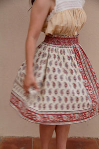 Short Orange Blossom Bandana-Print Cashmere Skirt