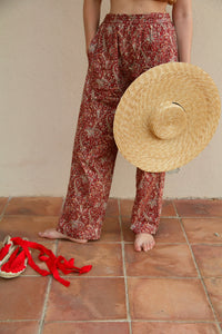Red cashmere trousers