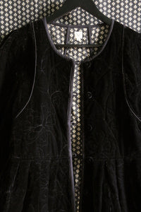 Veste matelassée réversible velours noir / imprimé "Provençal noir"