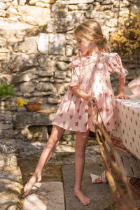 Blouse à smocks garden flowers rose