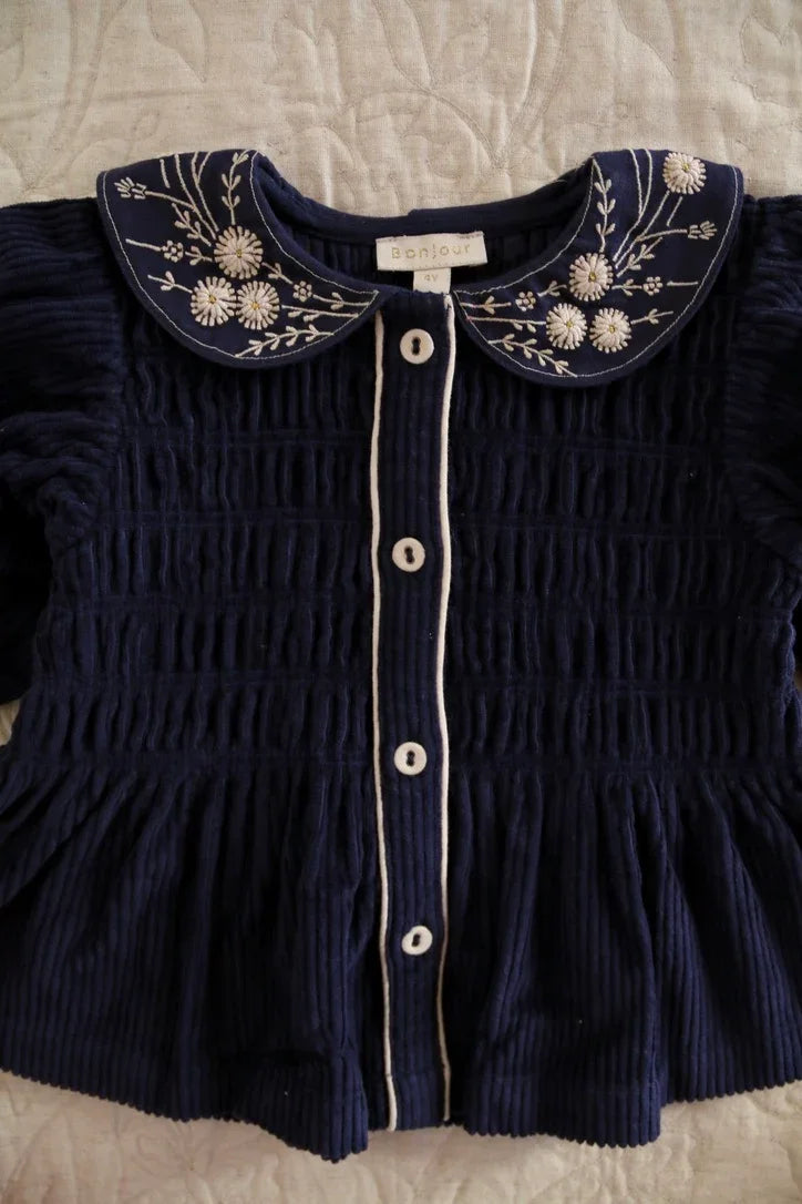 Blouse velours cotelé marine