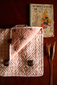 Cartable matelassé vichy rose