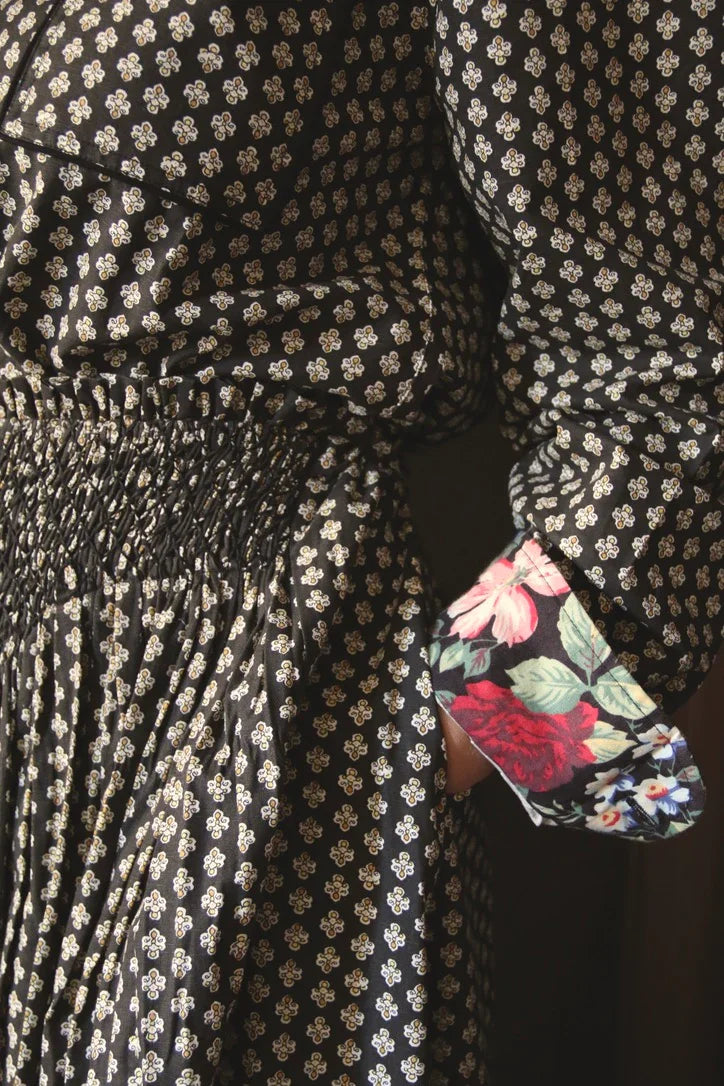 Chemise mixte printed "Provençal noir"