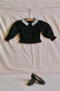 Black velvet sailor collar blouse