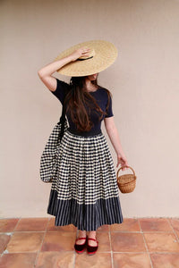 Orange Blossom Navy Vichy skirt