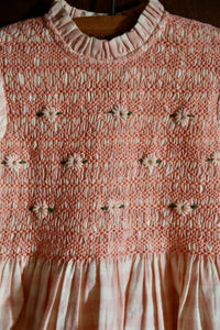 Blouse à smocks vichy rose