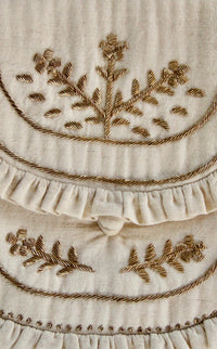 Sac pochette brodée en coton naturel