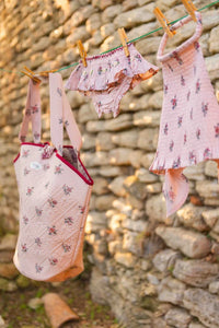 quilted shopping cart, pink garden floral