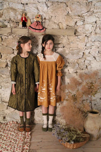 Reversible khaki taffeta coat dress