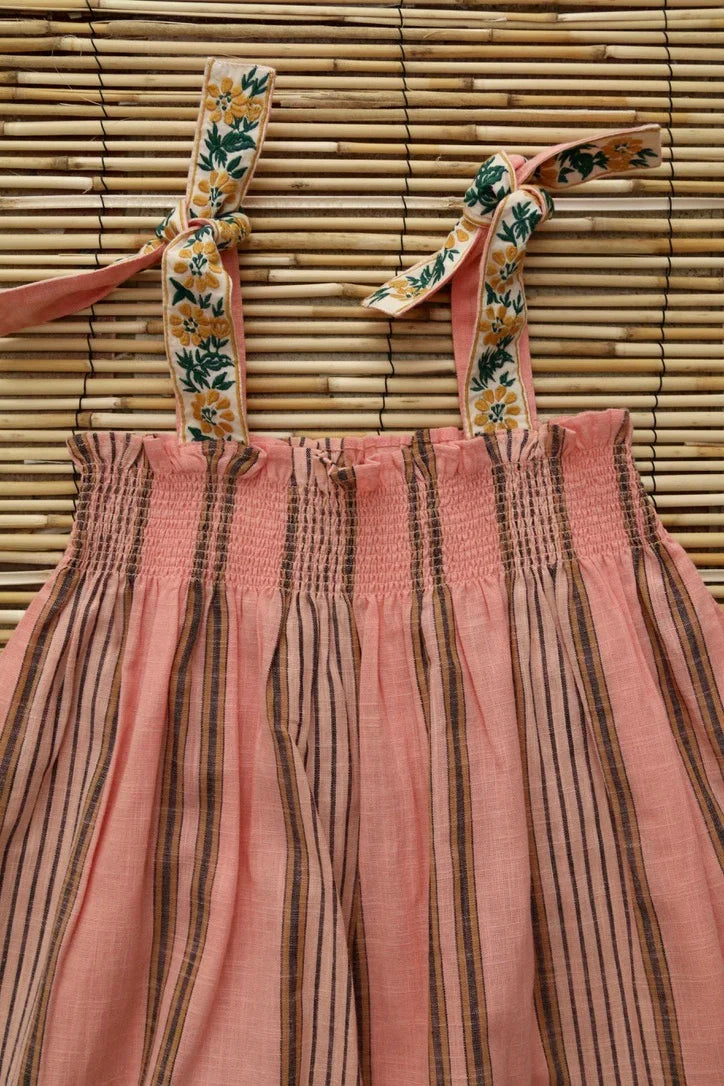 Robe jupon rayure transat rose