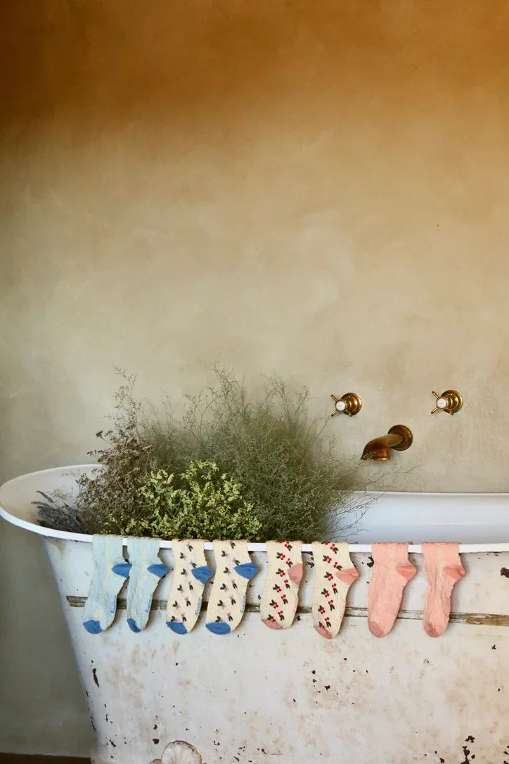 Chaussette torsade rose