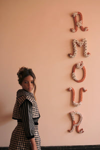Quilted skirt and top set in black gingham lurex