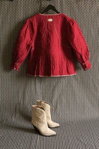 Veste matelassée réversible Burgundy Red / "bandana wheat ears" print