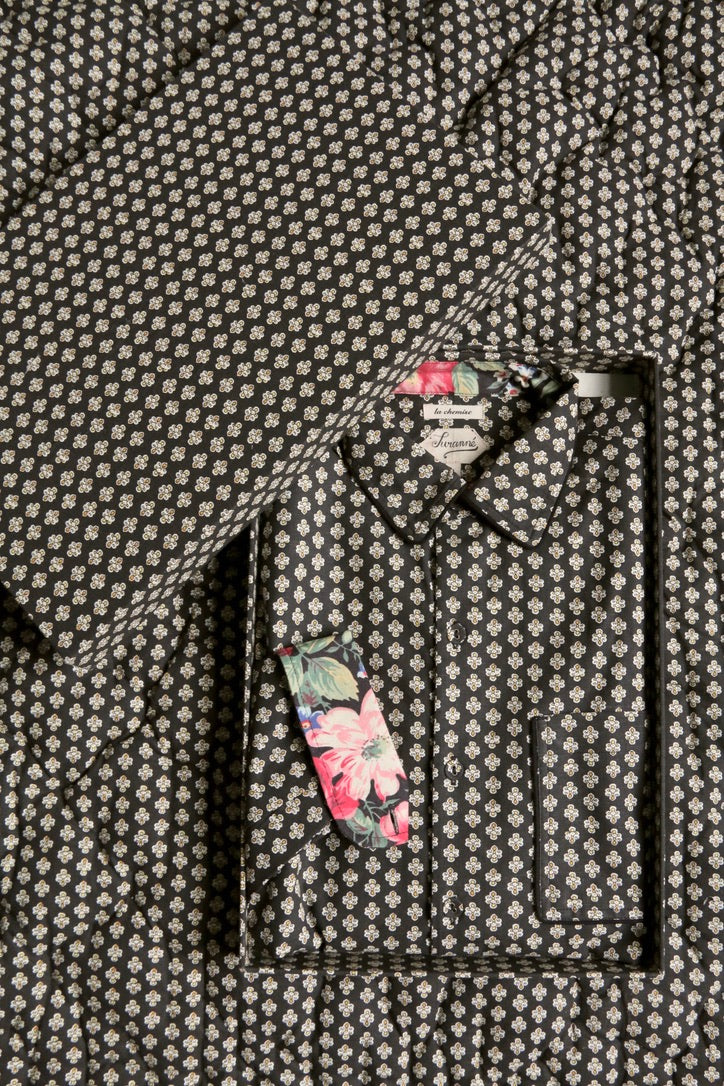 Chemise mixte printed "Provençal noir"