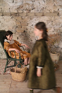 Reversible khaki taffeta coat dress