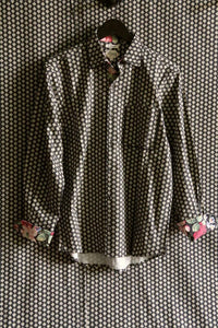 Chemise mixte printed "Provençal noir"
