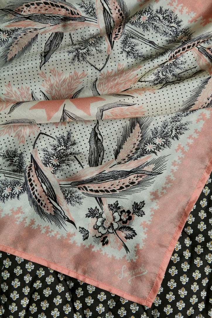 small pink silk square wheat ears