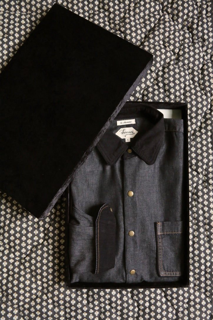 Unisex black denim shirt