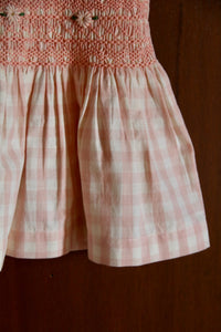 Blouse à smocks vichy rose