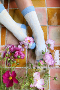 Chaussette torsade ciel