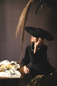 Black velvet smocked blouse