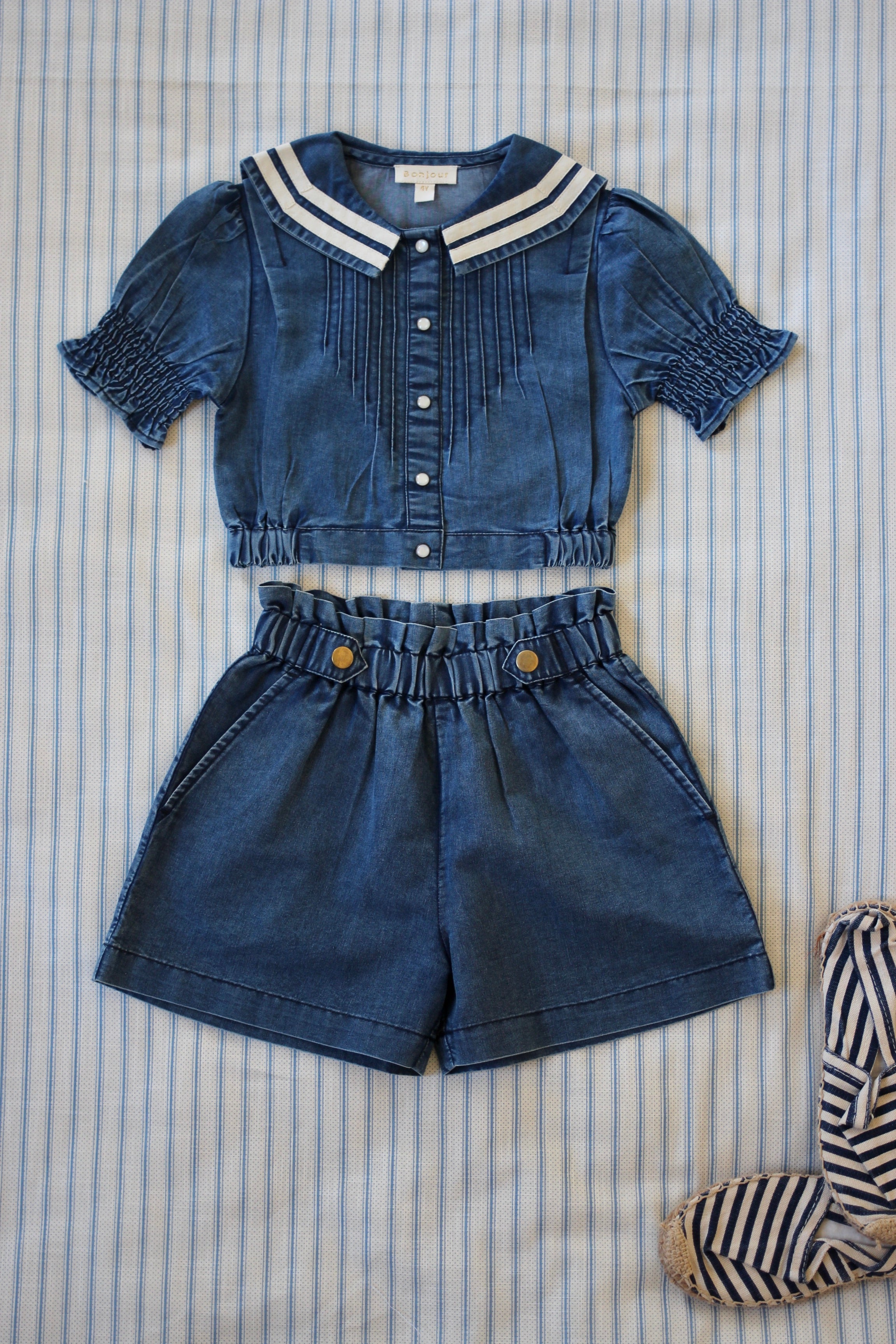 Shorts set. and sailor crop top