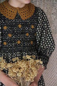 smocked Provençal blouse with removable crochet collar