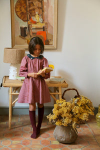 Robe brodée rouge chambray