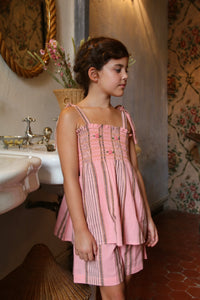 Ensemble short et top rayure transat rose