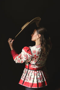 Veste matelassée réversible Burgundy Red / "bandana wheat ears" print