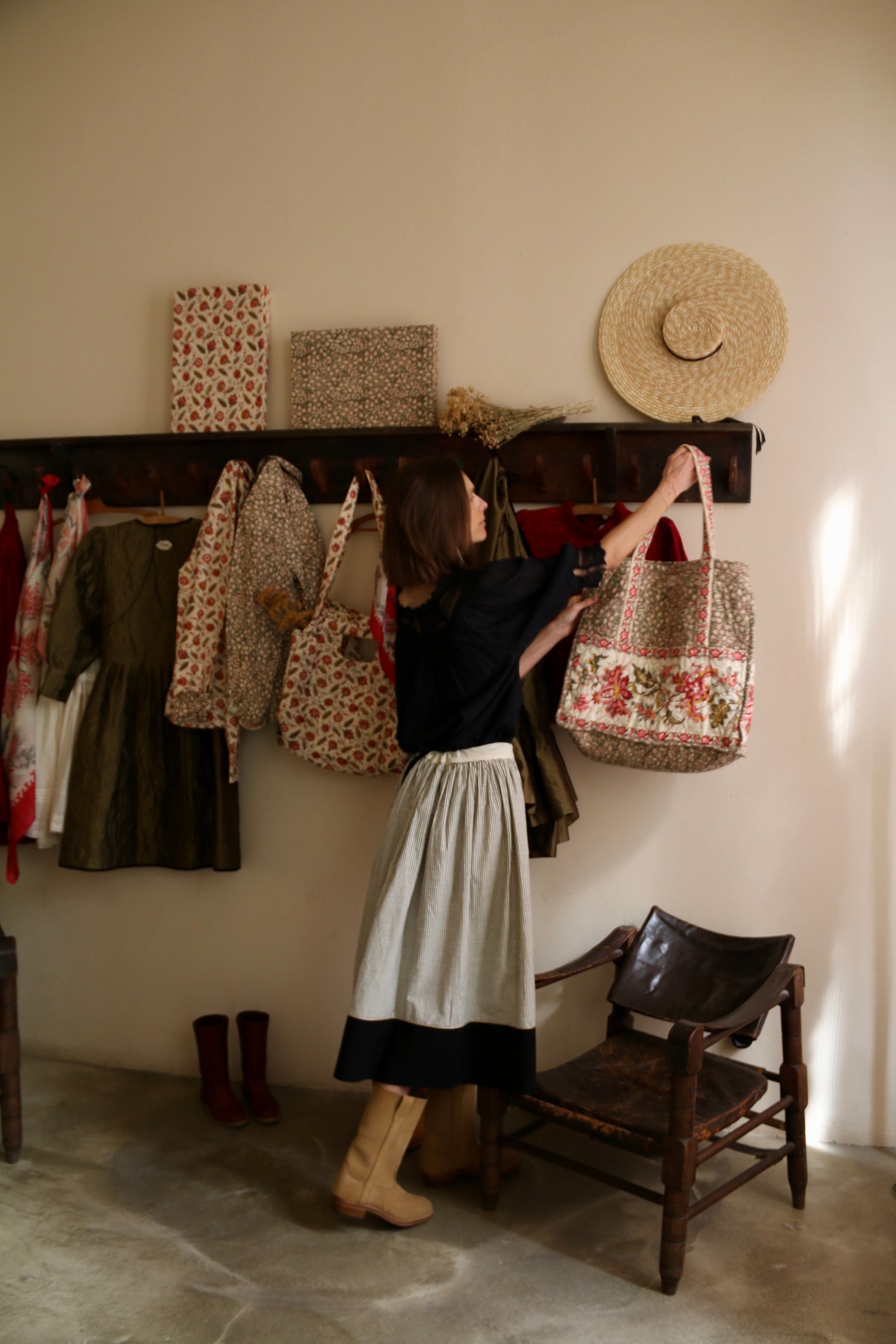 Long skirt "Orange Blossom" black / ivory stripe