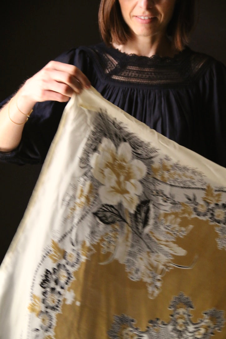 Large silk scarf curry poppy