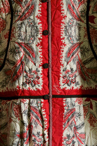 Veste matelassée réversible Burgundy Red / "bandana wheat ears" print