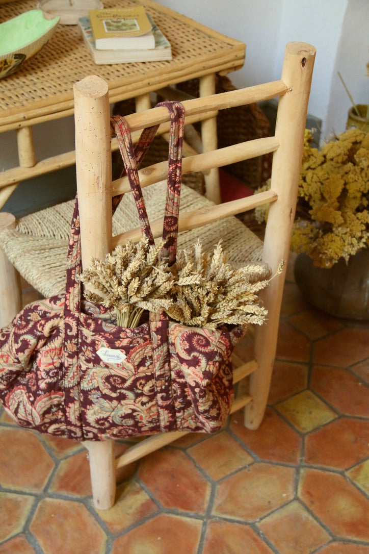 quilted cashmere bowling bag burgundy