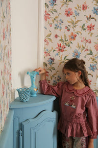 Blouse rouge chambray brodée les cygnes