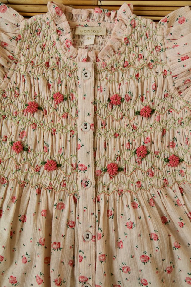 Tunique Rosa bloom et sa barrette noeud (EXCLUSIVE bonjour e.shop) détail