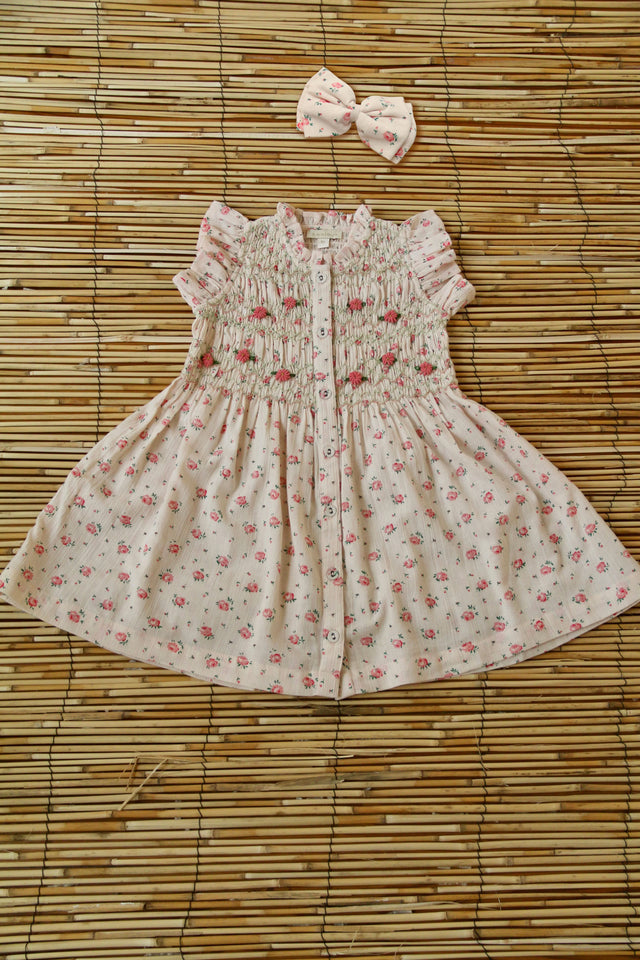 Tunique Rosa bloom et sa barrette noeud (EXCLUSIVE bonjour e.shop) main