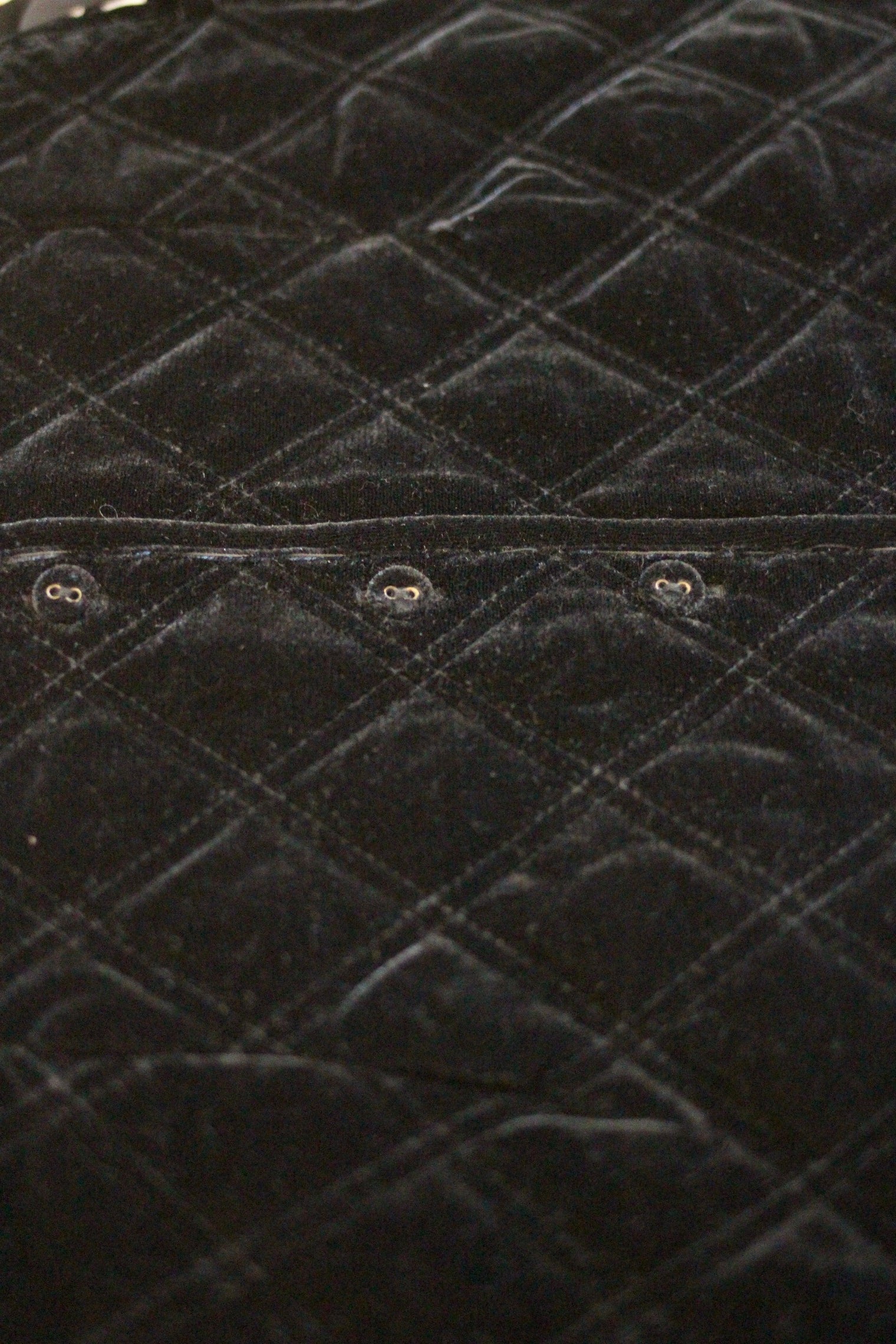 Black velvet quilted top and skirt set