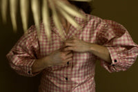 Blouse Blazer femme vichy lurex rose
