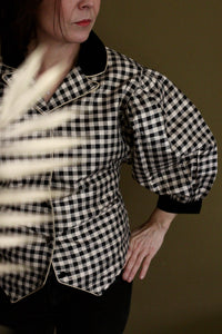 Blouse Blazer  femme vichy  lurex noir